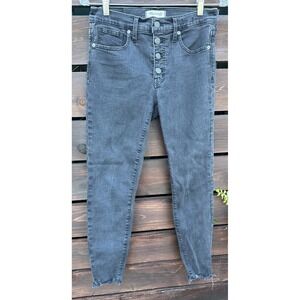 Madewell Jeans Womens Black Skinny 9 Inch Mid Rise Raw Hem Stretch *Size‎ 28
